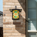 River Of Goods Multicolor Stained Glass And Black 1 Light Outdoor Lantern Wall Sconce 10.75 X 9 X 11.75