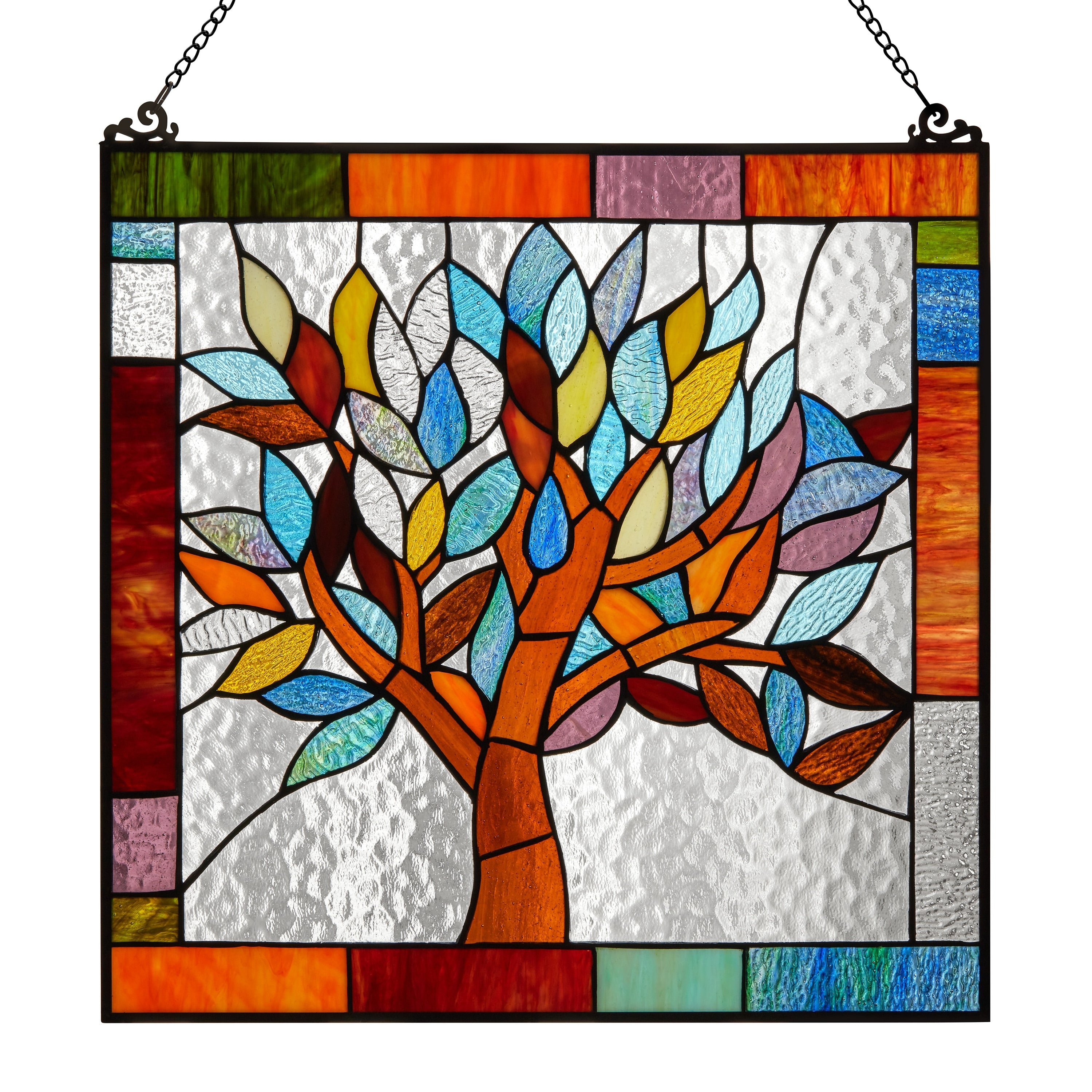 Tiffany Style Mystical World Tree Stained Glass 18 Inch Window Panel M