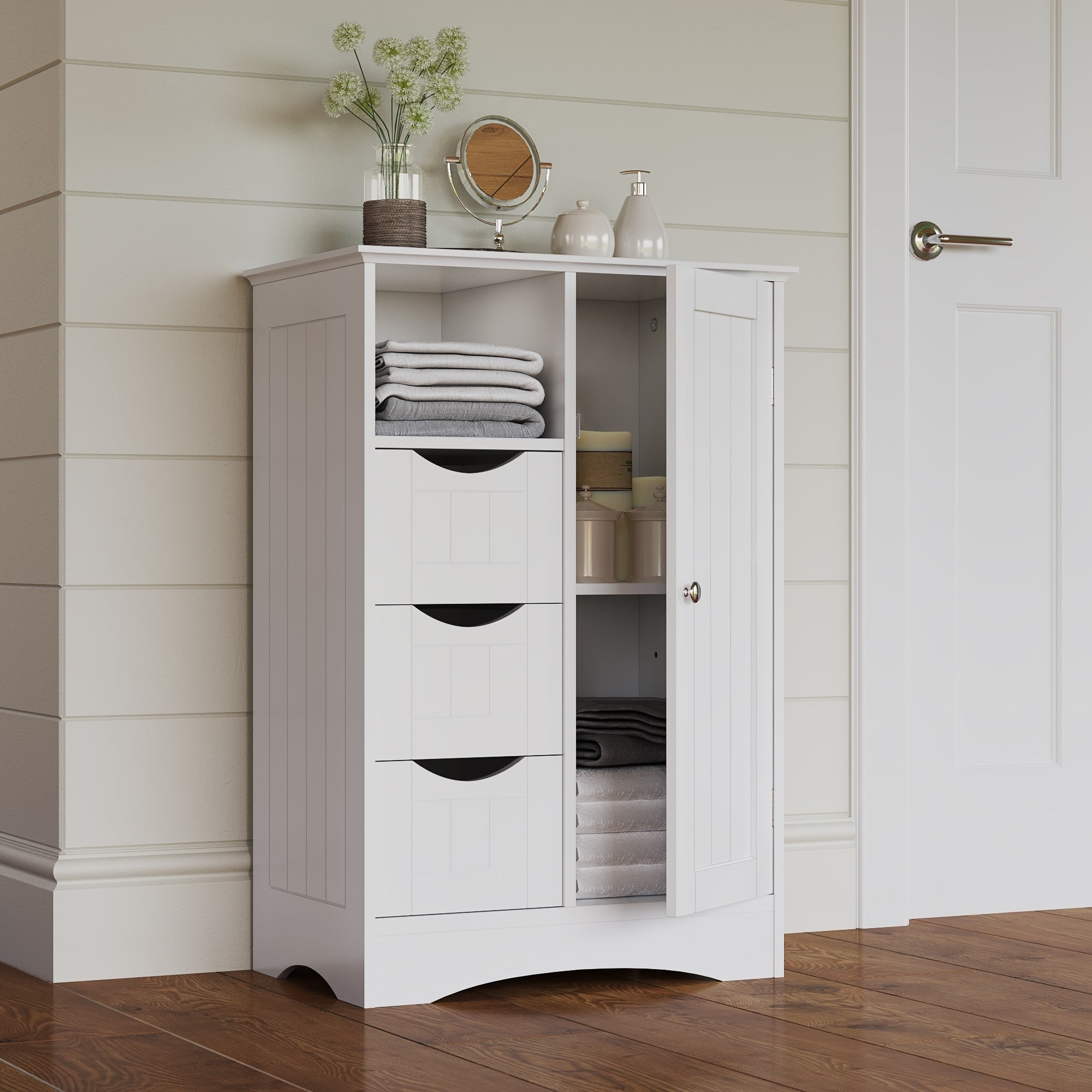Riverridge Ashland Collection Painted 1 Door 3 Drawer Floor Cabinet