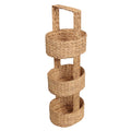 Riverbend 35.5 In. H Coastal Handwoven Water Hyacinth 3 Tier Round Basket Freestanding Storage Tower Stand With Top Handle