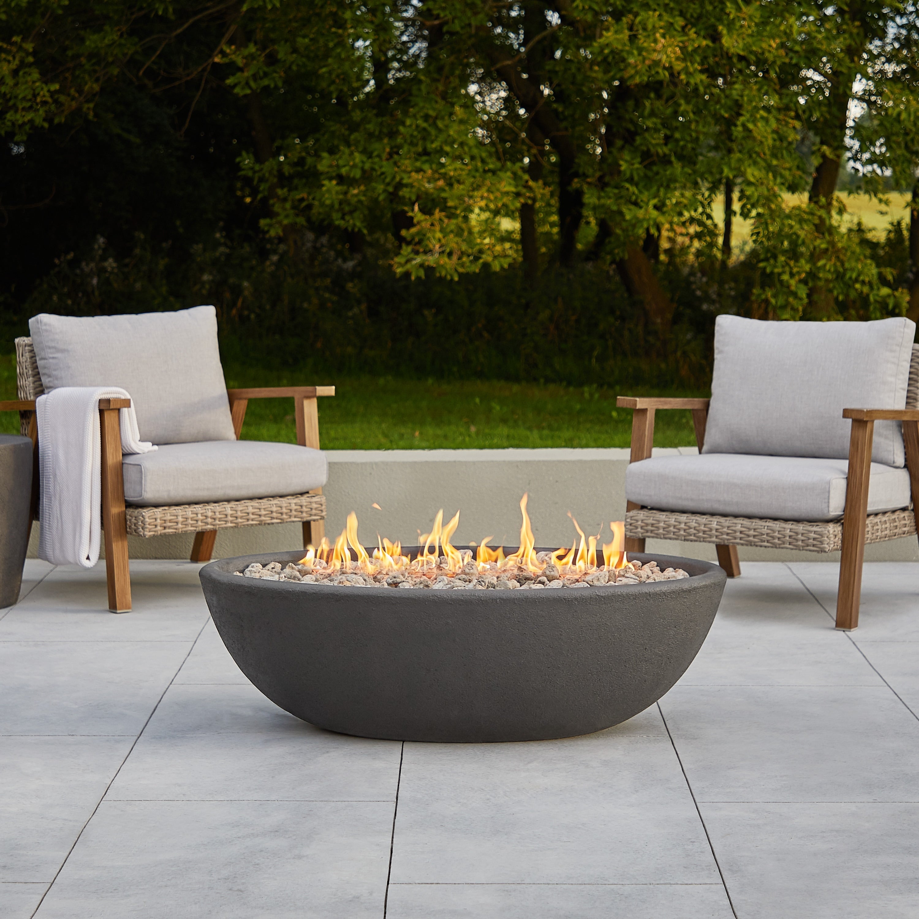 Riverside Oval Propane Fire Bowl In Shale 48.25 X 28.25 X 15.25