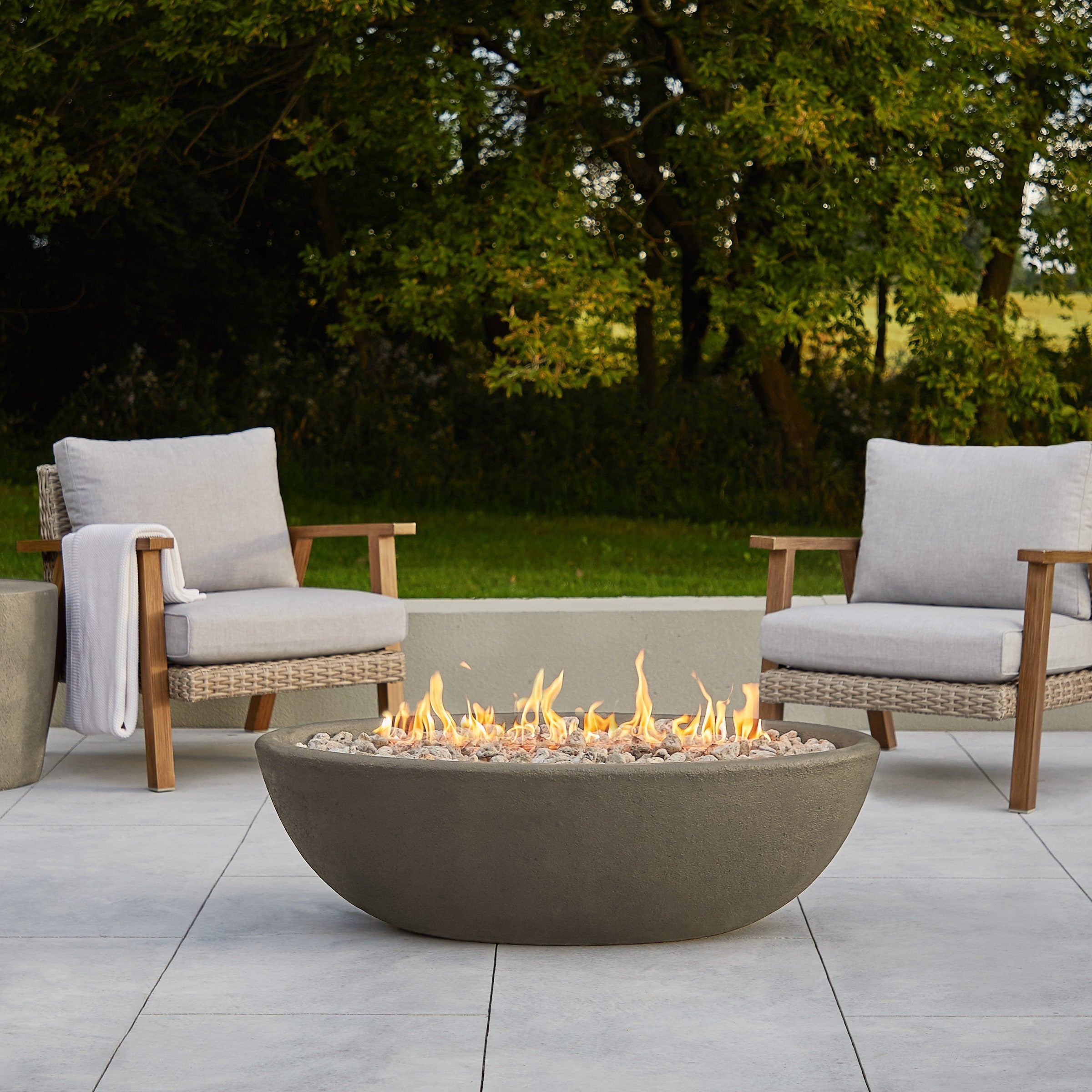 Riverside Oval Propane Fire Bowl In Glacier Gray 48.25 X 28.25 X 15.25