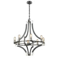 Riveted Plate 28 Inch Wide 8 Light Chandelier In Silverdust Iron 28In W X 28In D X 35In H