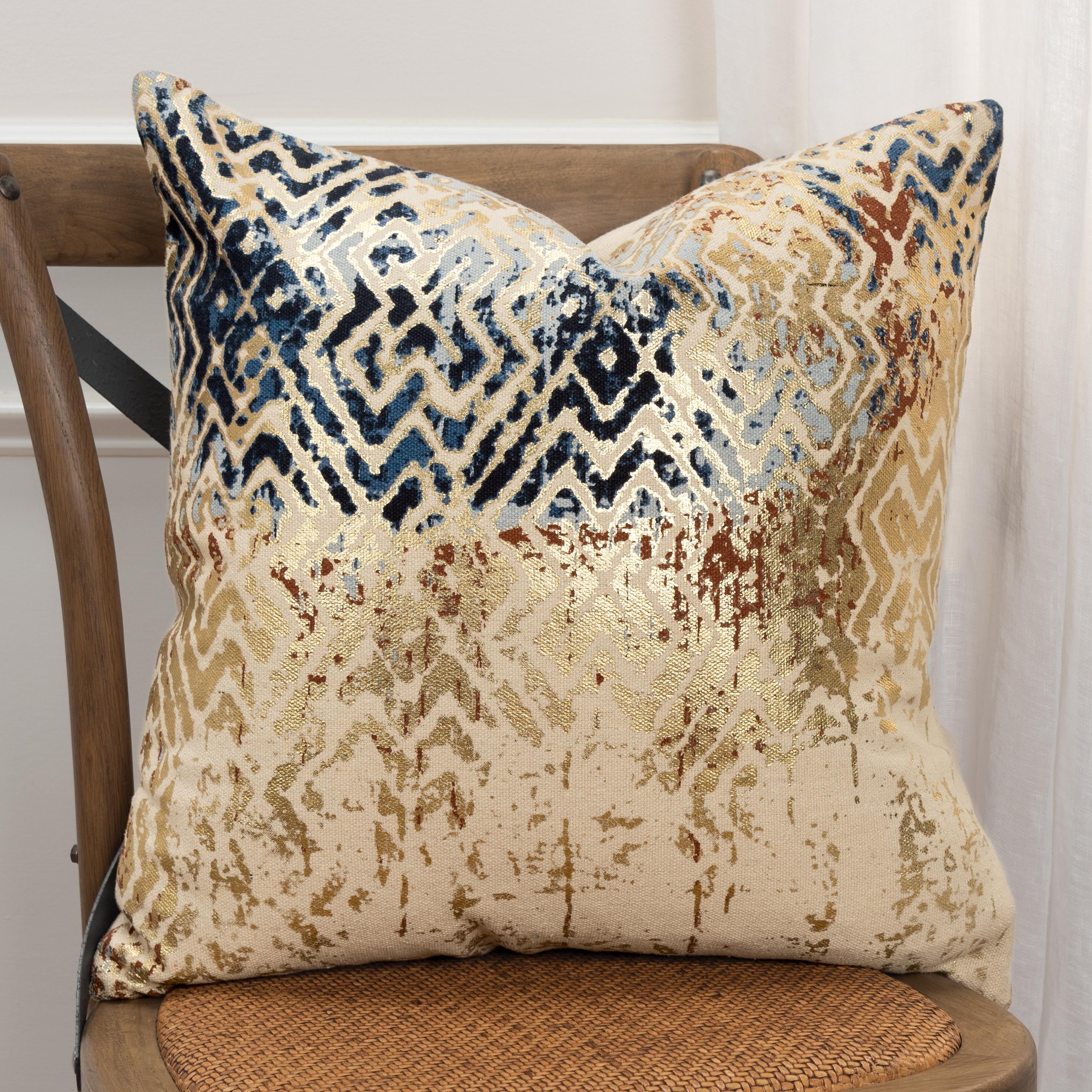 The Curated Nomad Pitai Dark Blue Abstract 20 Inch Square Pillow