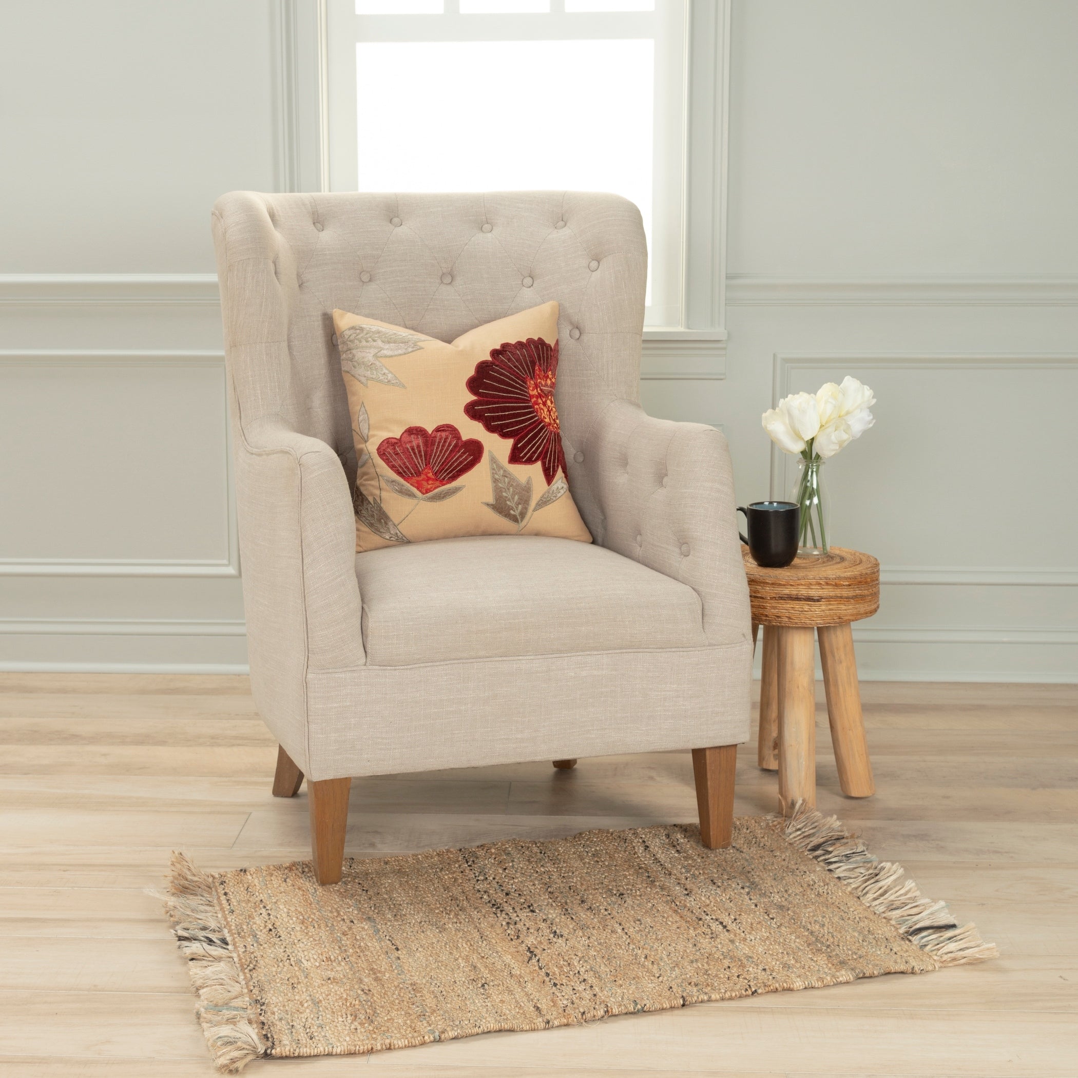 Rizzy Home 18 Inch Floral Throw Pillow