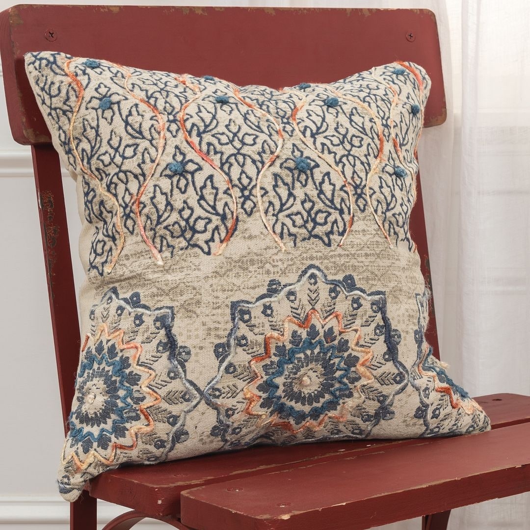 Rizzy Home Medallion Orange 20 20 Throw Pillow