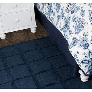 Rizzy Home Fresh Air Solid Navy Cotton Bed Skirt