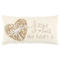 Rizzy Home Neutral Ivory And Tan Embroidered Word Throw Pillow