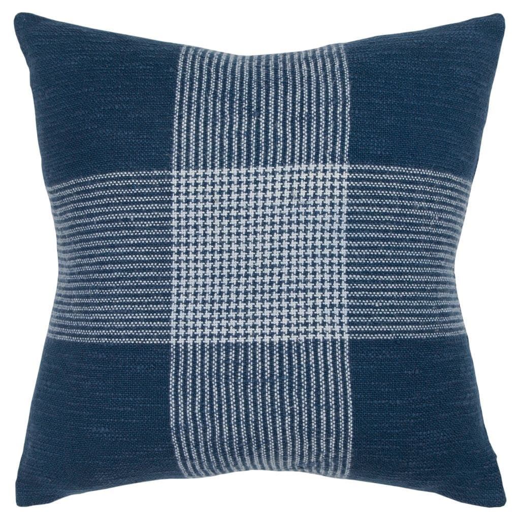 Rizzy Home Plaid Indigo White Decorative Down Filler Pillow 20 X20