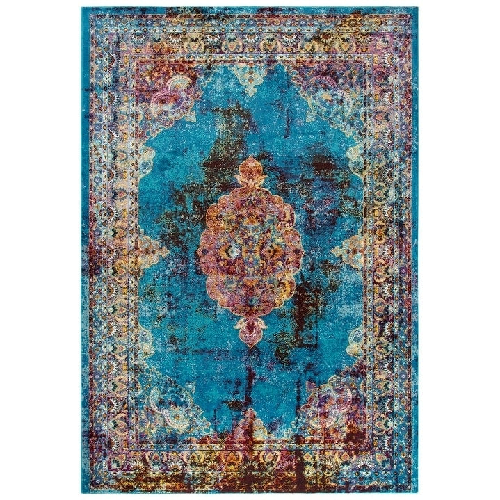 Rizzy Home Princeton Meadallion Blue Area Rug 76 X 95 76 X 95