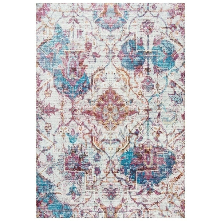 Rizzy Home Princeton Vine Diamond Cream Blue Area Rug 76 X 95 76 X 95