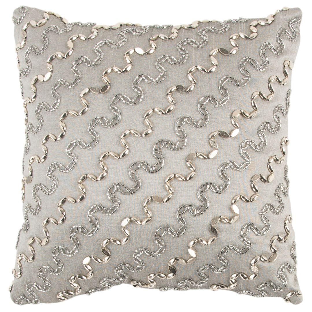 Rizzy Home Diagonal Stripe 12 X 12 Transitional Polyester Filled Pillow Grey Silver