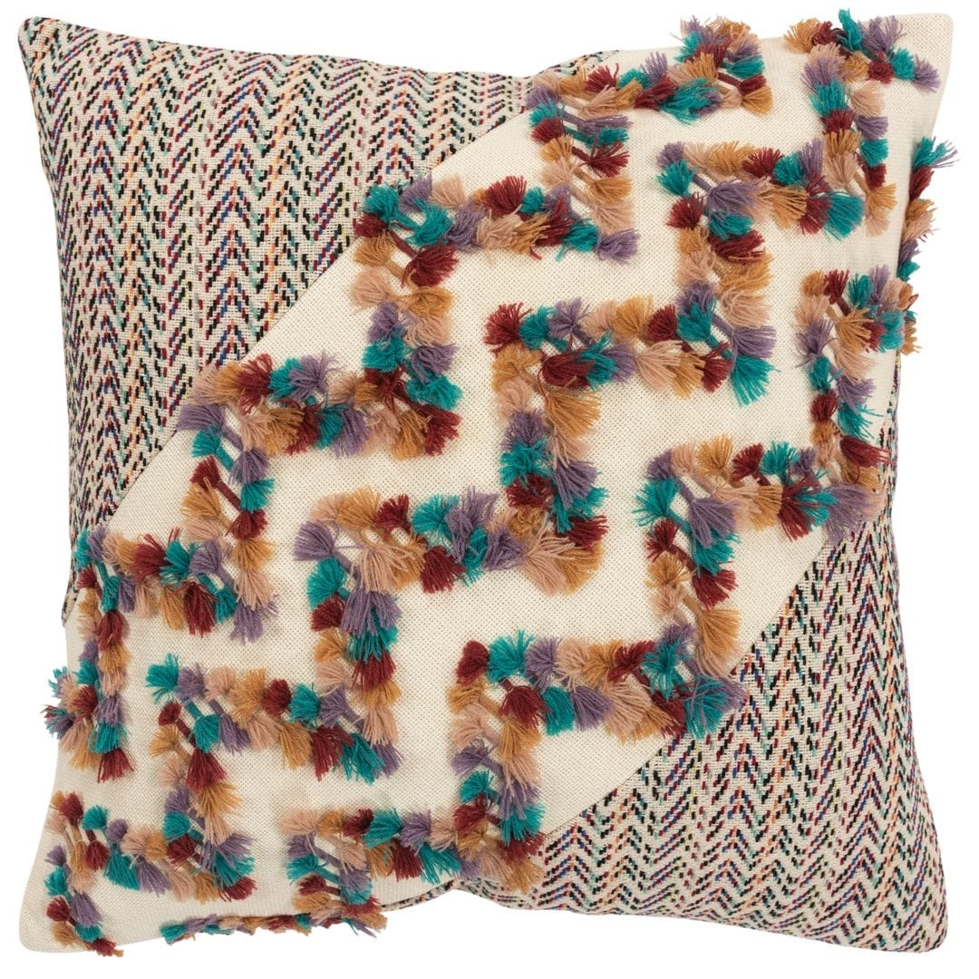 Rizzy Home Teal Pink Purple Red Abstract 20 X20 Filled Pillow