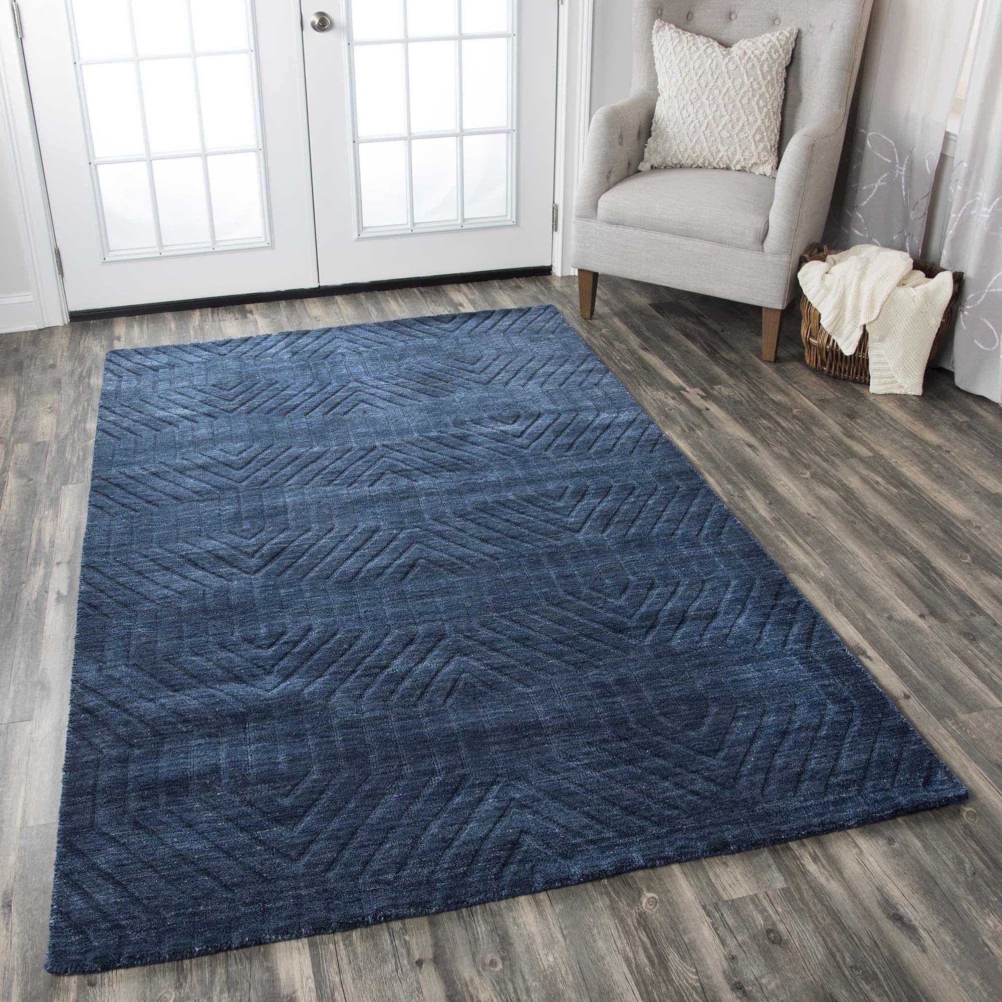 Technique Blue Grey Beige Burgundy Brown Wool Accent Rug 9 X 12