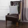 Rizzy Home Off White Blue Cotton 20 Inch Ticking Striped Throw Pillow