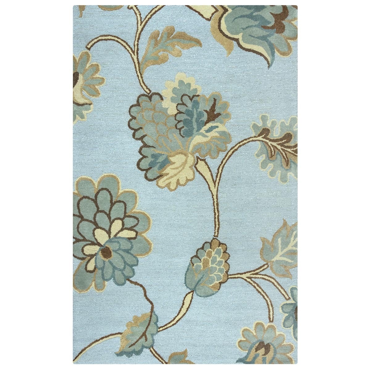 Rizzy Home Transitional Light Blue Floral Dimensions Collection Hand Tufted Accent Rug 3 X 5 3 X 5
