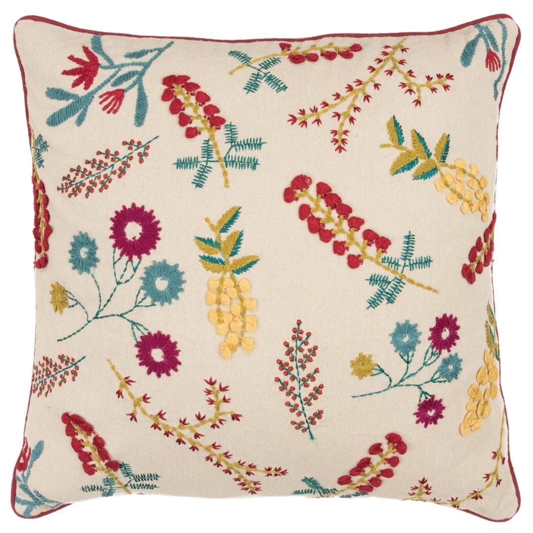Rizzy Home Yellow Pink Blue Green Floral 20 X20 Filled Pillow