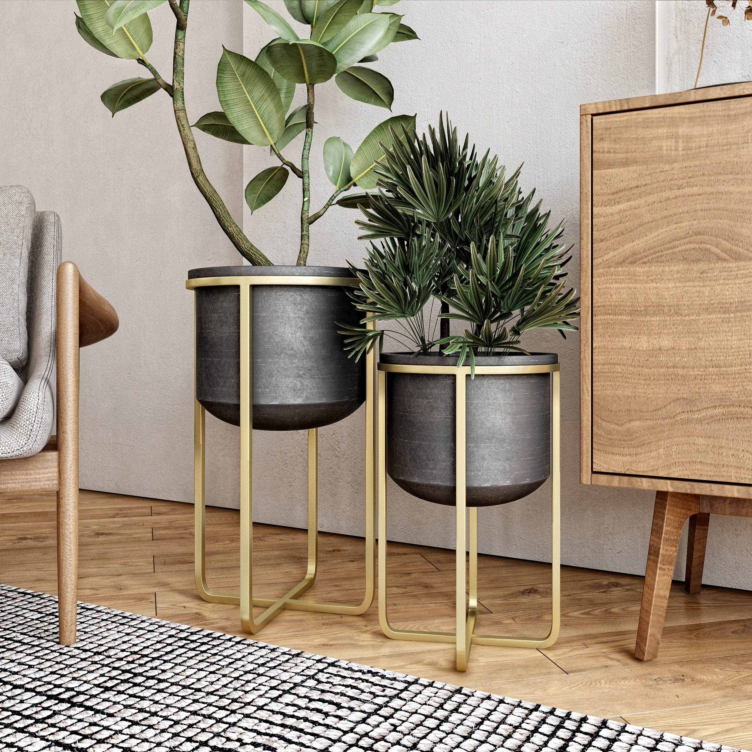 Rizzy Mid Century Planters Set Of 2
