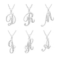 Sterling Silver 18 Inch Cubic Zirconia Script Initial Necklace