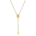 Roberto Martinez Sterling Silver Gold Plated Freshwater Pearl Rosary Necklace 17 Inch