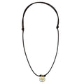 Roberto Martinez Sterling Silver Gold Plated Mop And Leather Adjustable Holy Spirit Bracelet And Necklace Set
