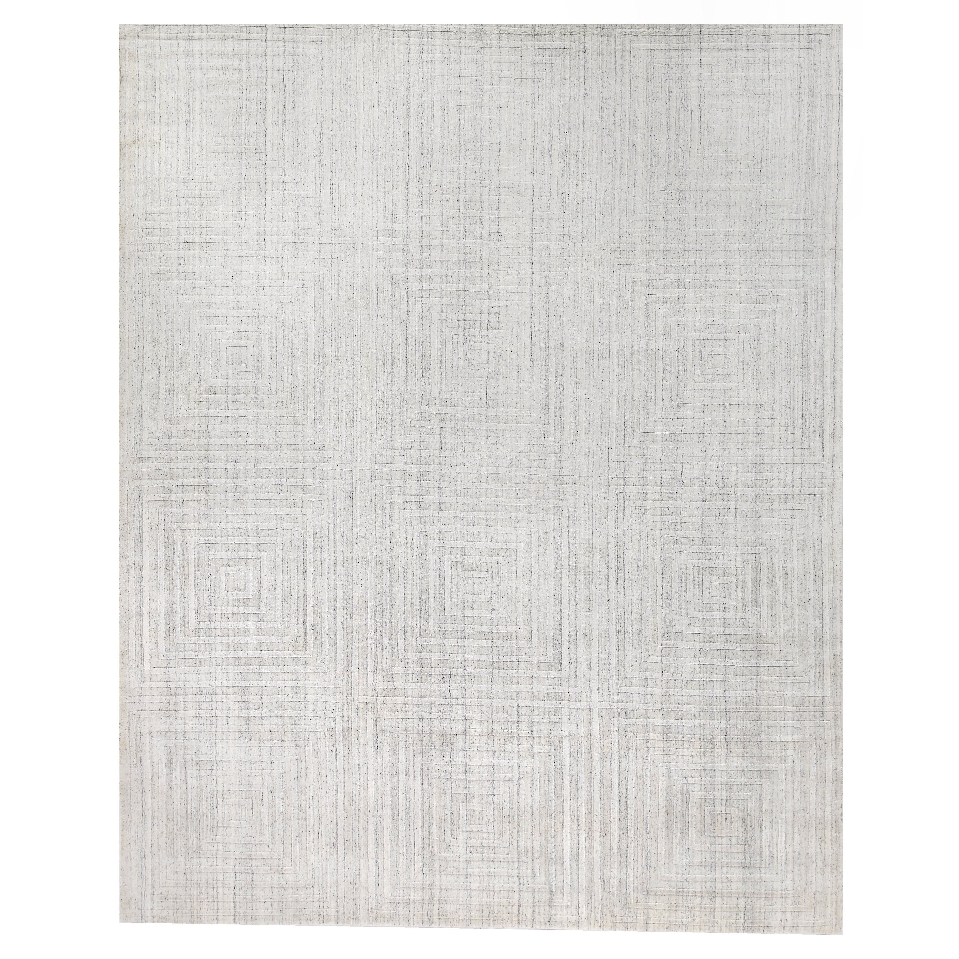Robin Embossed Handloomed Bamboo Silk Wool White Area Rug