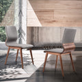 Robin Mid Century Dining Chair In Walnut Finish And Gray Fabric Set Of 2