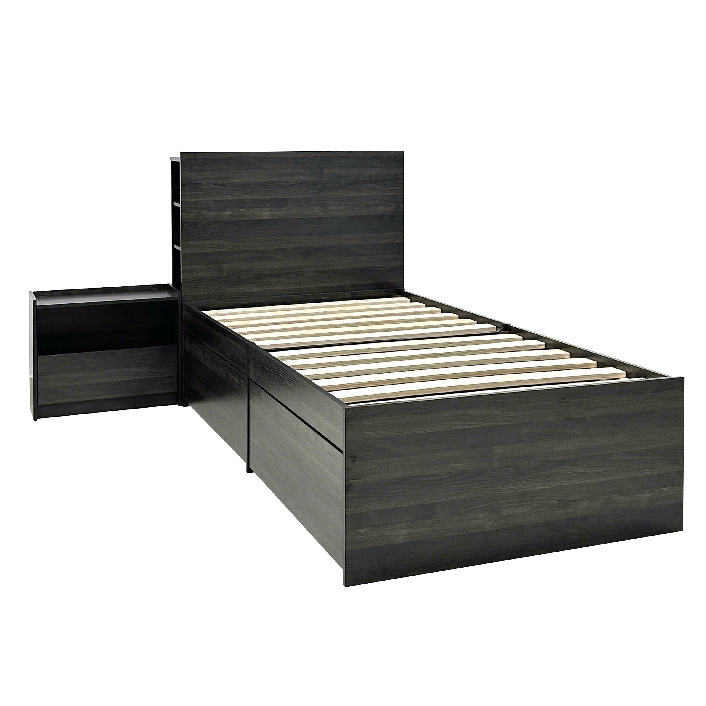 Roby 2Pc Twin Storage Bed W Drawers And Nightstand Set Dark Gray