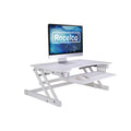 Rocelco 32 In. W White Height Adjustable Standing Desk Converter Keyboard Tray Up Double Monitor Riser Computer Workstation