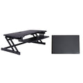 Rocelco 37.5 In. W Black Height Adjustable Standing Desk Converter With Anti Fatigue Mat And Dual Monitor Riser Platform