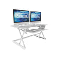 Rocelco 40 In. W White Height Adjustable Standing Desk Converter Dual Monitor Riser With Gas Spring Assist Mechanism
