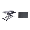 Rocelco 43 In. W Black Height Adjustable Standing Desk Converter With Anti Fatigue Floor Mat Tablet Slot And Deep Keyboard Tray