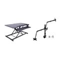 Rocelco 46 In. W Balck Electric Standing Desk Converter With Ac Outlet Usb Charger Triple Monitor Arm Mount And Keyboard Tray