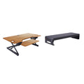 Rocelco 46 In. W Beige Height Adjustable Standing Desk Converter With Double Monitor Mount Stand And Deep Keyboard Tray