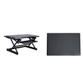 Rocelco 46 In. W Black Height Adjustable Standing Desk Converter With Ac Usb Charger Anti Fatigue Mat And Triple Screen Riser