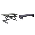 Rocelco 46 In. W Black Height Adjustable Standing Desk Converter With Double Monitor Mount Stand And Deep Keyboard Tray