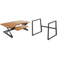 Rocelco 46 In.W Beige Height Adjustable Standing Desk Dual Monitor Riser Gas Spring Assist Computer Workstation Keyboard Tray