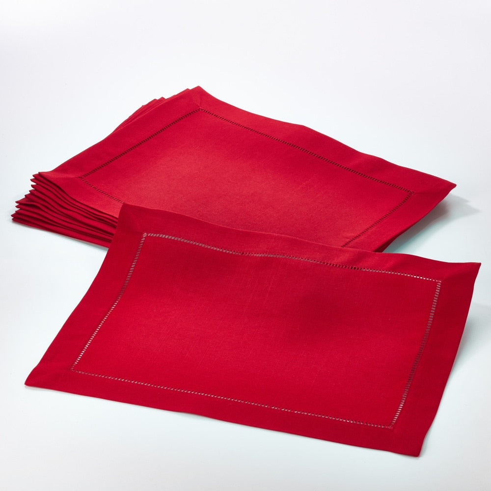 Rochester Collection Placemat With Hemstitched Border Set Of 12