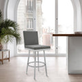 Rochester Swivel Modern Metal And Grey Faux Leather Bar And Counter Stool