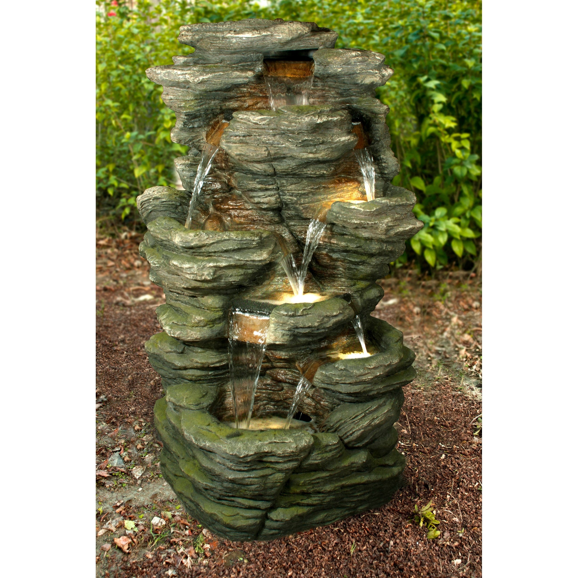 Rock Multi Level Fountain With Led