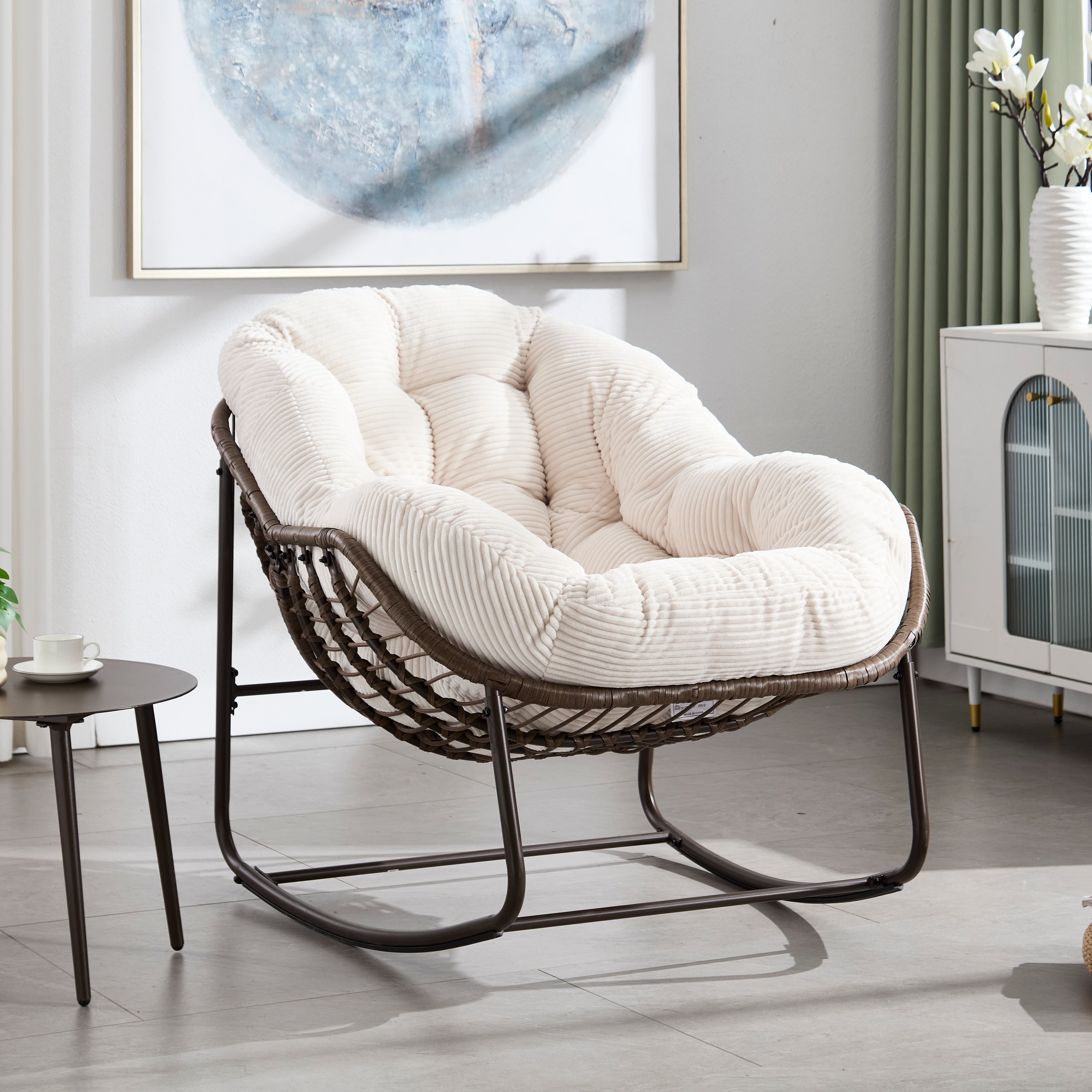 Rocking Chair Side Chair Padded Chair For Living Room White Corner Chair Padded Chair Reception Chair