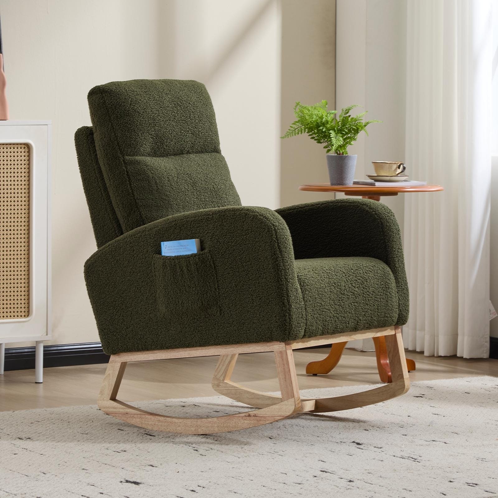 Rocking Chair Side Chair Reading Chair Minimalist Upholstered Chair Green Dressing Chair Leisure Chair