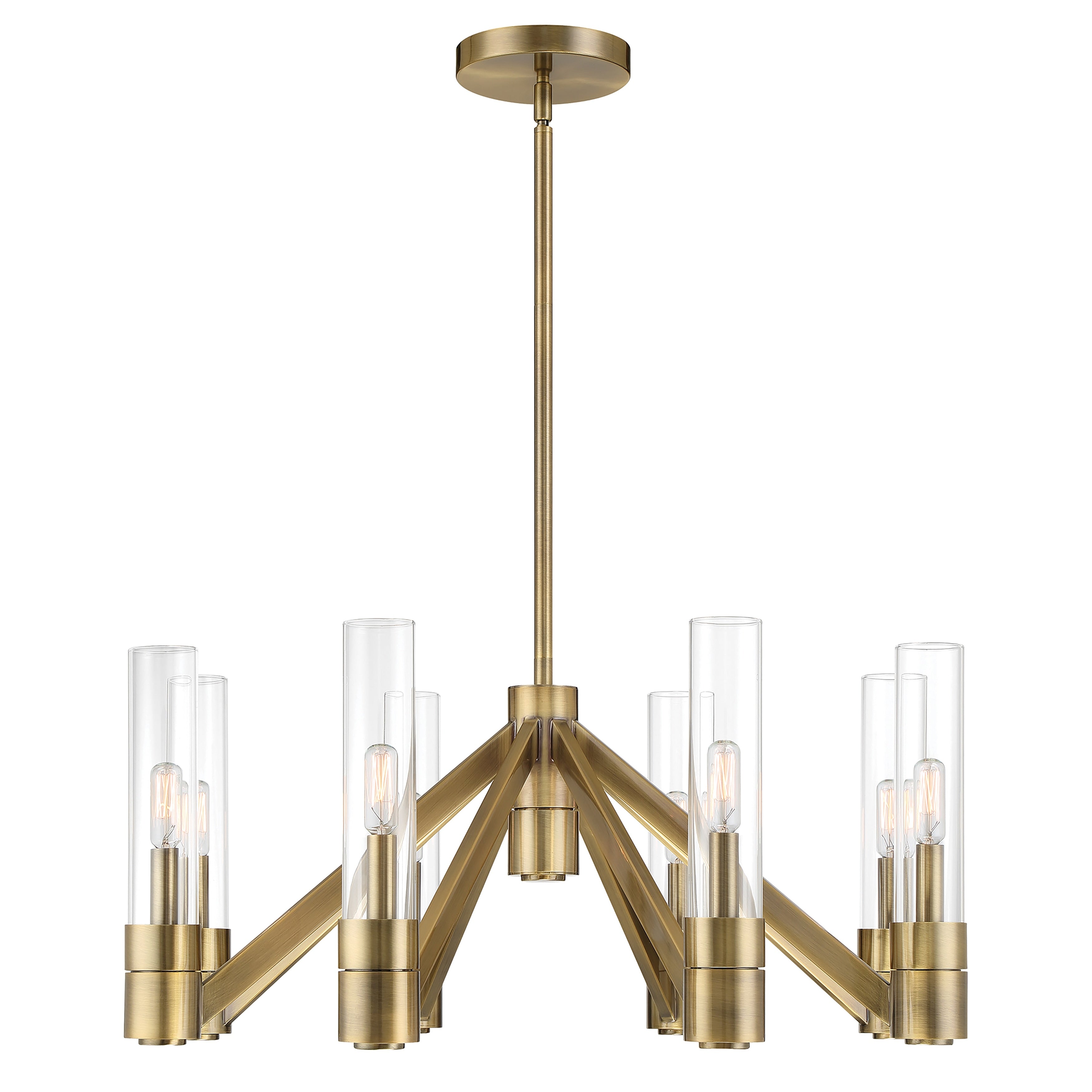 Rohe 28 Inch Wide 8 Light Chandelier In Aged Brass 28In W X 28In D X 20.75 To 50.75In H