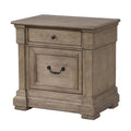 Roi Nightstand 2 Drawers Weathered Gray Solid Wood 28 Inch