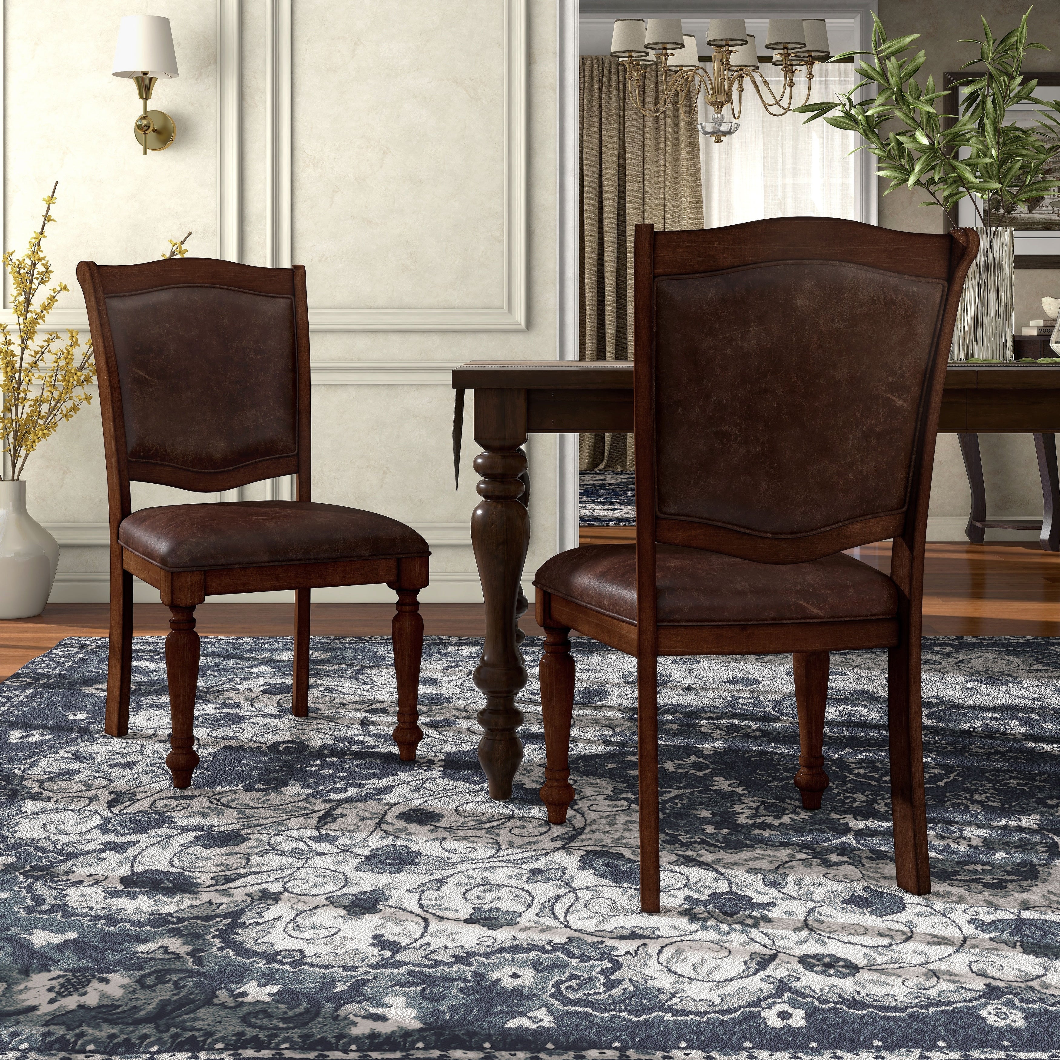 Furniture Of America Renoir Traditional Brown Cherry Side Chair Set Of 2 21 W X 26 D X 39 H
