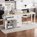 Rolling 74.5 Kitchen Island With Extendable Dining Table And 2 Drawers