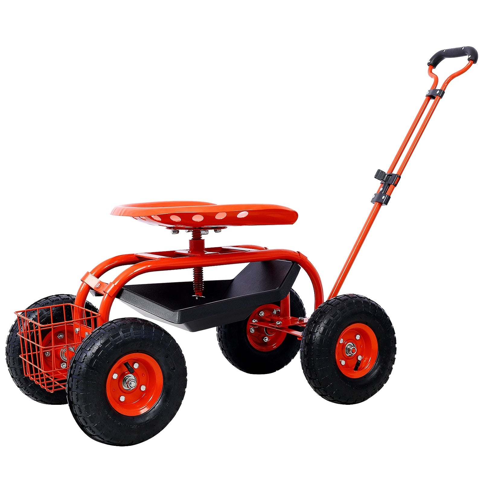 Rolling Garden Scooter Garden Cart Seat With Wheels And Tool Tray 360 Swivel Seat