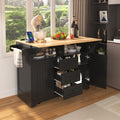 Rolling Kitchen Cart On 5 Wheels With Power Outlet Folding Storage Dining Table Kitchen Island With 3 Drawers