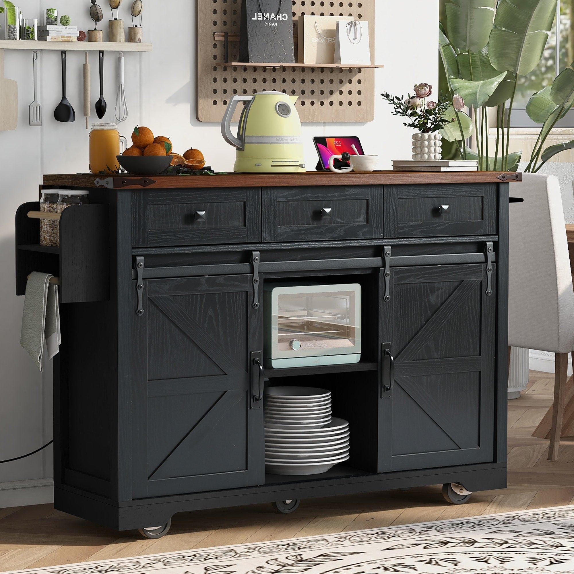 Rolling Kitchen Cart With 3 Drawers Drop Leaf Kitchen Island Kitchen Storage Cart With Power Outlet