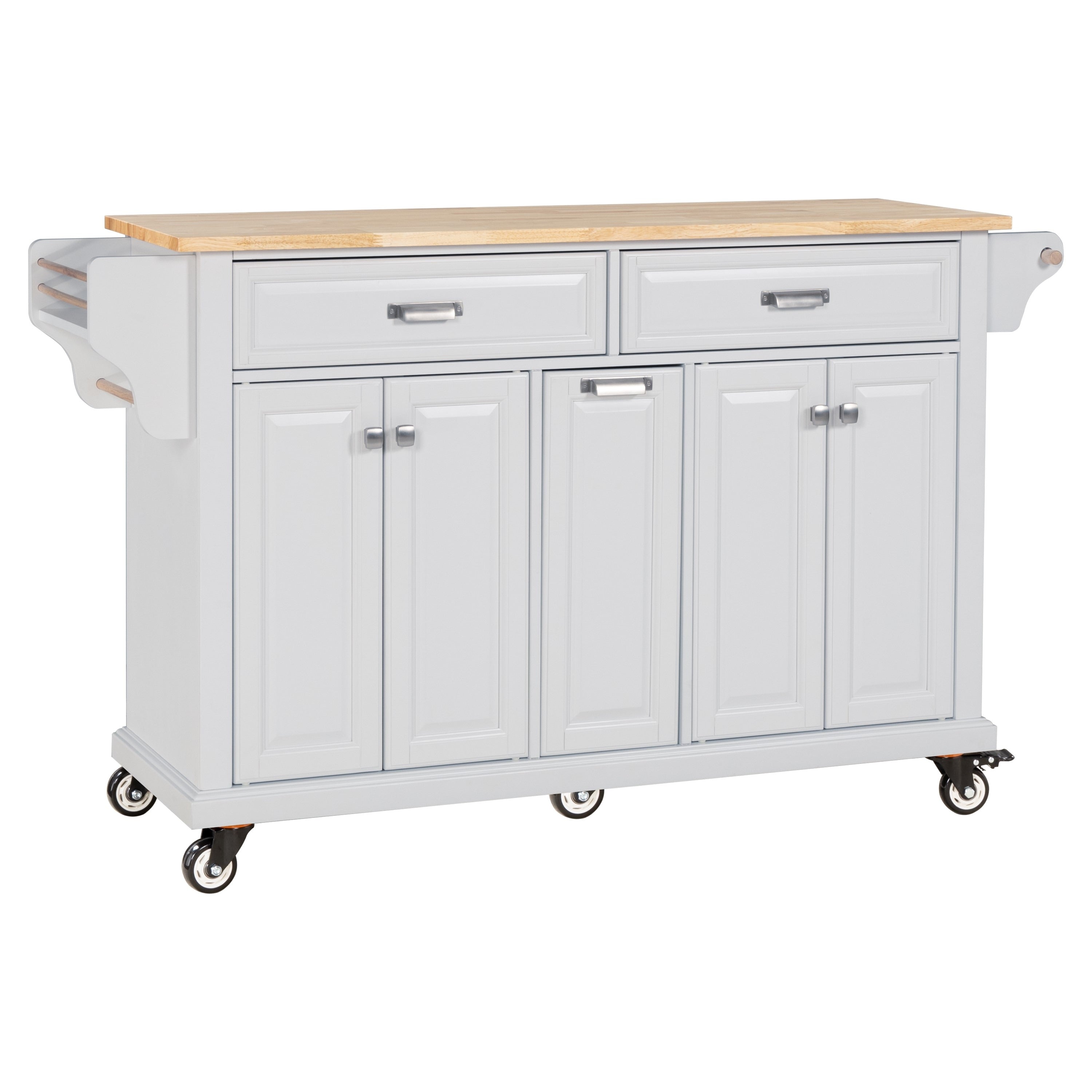 Rolling Kitchen Cart With Towel Rack Spice Rack Kitchen Island With 2 Drawers Adjustable Shelves